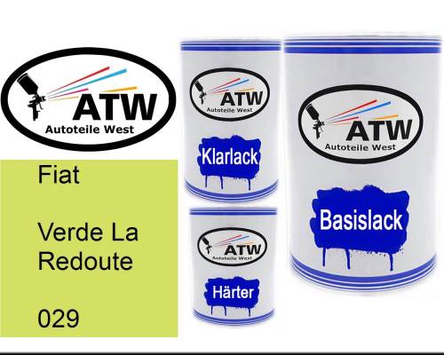 Fiat, Verde La Redoute, 029: 500ml Lackdose + 500ml Klarlack + 250ml Härter - Set, von ATW Autoteile West.